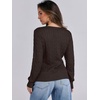 image:imageANRABESS Womens Cable Knit V Neck Long Sleeve Fitted Sweaters TopDeep Brown