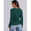 image:imageANRABESS Womens Cable Knit V Neck Long Sleeve Fitted Sweaters TopDeep Green