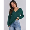 image:imageANRABESS Womens Cable Knit V Neck Long Sleeve Fitted Sweaters TopDeep Green
