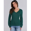 image:imageANRABESS Womens Cable Knit V Neck Long Sleeve Fitted Sweaters TopDeep Green