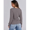 image:imageANRABESS Womens Cable Knit V Neck Long Sleeve Fitted Sweaters TopGray Purple