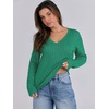image:imageANRABESS Womens Cable Knit V Neck Long Sleeve Fitted Sweaters TopGreen