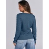 image:imageANRABESS Womens Cable Knit V Neck Long Sleeve Fitted Sweaters TopIndigo Blue