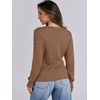 image:imageANRABESS Womens Cable Knit V Neck Long Sleeve Fitted Sweaters TopKhaki Tan