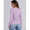 image:imageANRABESS Womens Cable Knit V Neck Long Sleeve Fitted Sweaters TopLight Purple