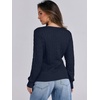 image:imageANRABESS Womens Cable Knit V Neck Long Sleeve Fitted Sweaters TopNavy Blue