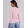 image:imageANRABESS Womens Cable Knit V Neck Long Sleeve Fitted Sweaters TopPink