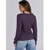 image:imageANRABESS Womens Cable Knit V Neck Long Sleeve Fitted Sweaters TopPurple