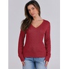 image:imageANRABESS Womens Cable Knit V Neck Long Sleeve Fitted Sweaters TopRed