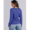 image:imageANRABESS Womens Cable Knit V Neck Long Sleeve Fitted Sweaters TopRoyal Blue