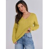 image:imageANRABESS Womens Cable Knit V Neck Long Sleeve Fitted Sweaters TopYellow