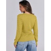 image:imageANRABESS Womens Cable Knit V Neck Long Sleeve Fitted Sweaters TopYellow