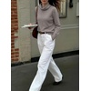 image:imageANRABESS Womens Cowl Neck Long Sleeve Fall Light SweaterGrey Khaki