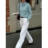 image:imageANRABESS Womens Cowl Neck Long Sleeve Fall Light SweaterLight Blue