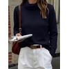 image:imageANRABESS Womens Cowl Neck Long Sleeve Fall Light SweaterNavy Blue