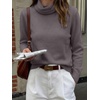 image:imageANRABESS Womens Cowl Neck Long Sleeve Fall Light SweaterNutmeg