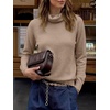 image:imageANRABESS Womens Cowl Neck Long Sleeve Fall Light SweaterTan