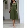 image:imageANRABESS Womens Fall Long Sleeve ALine Midi DressArmy Green
