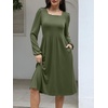 image:imageANRABESS Womens Fall Long Sleeve ALine Midi DressArmy Green