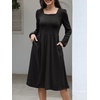 image:imageANRABESS Womens Fall Long Sleeve ALine Midi DressBlack