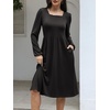 image:imageANRABESS Womens Fall Long Sleeve ALine Midi DressBlack