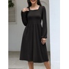 image:imageANRABESS Womens Fall Long Sleeve ALine Midi DressBlack