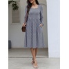 image:imageANRABESS Womens Fall Long Sleeve ALine Midi DressBlue White Stripe