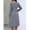 image:imageANRABESS Womens Fall Long Sleeve ALine Midi DressBlue White Stripe