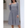 image:imageANRABESS Womens Fall Long Sleeve ALine Midi DressBlue White Stripe