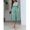 image:imageANRABESS Womens Fall Long Sleeve ALine Midi DressFloral Green