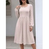 image:imageANRABESS Womens Fall Long Sleeve ALine Midi DressPink White Stripe
