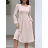 image:imageANRABESS Womens Fall Long Sleeve ALine Midi DressPink White Stripe