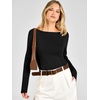image:imageANRABESS Womens Fall Long Sleeve Boat Neck Lightweight SweatersBlack