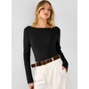 image:imageANRABESS Womens Fall Long Sleeve Boat Neck Lightweight SweatersBlack