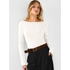 image:imageANRABESS Womens Fall Long Sleeve Boat Neck Lightweight SweatersCream White