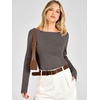 image:imageANRABESS Womens Fall Long Sleeve Boat Neck Lightweight SweatersDrak Taupe