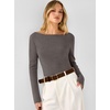 image:imageANRABESS Womens Fall Long Sleeve Boat Neck Lightweight SweatersDrak Taupe