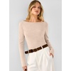 image:imageANRABESS Womens Fall Long Sleeve Boat Neck Lightweight SweatersParchment