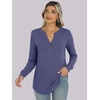 image:imageANRABESS Womens Fall Shirts Long Sleeve Henley Top Dressy Casual BlouseBlue Gray
