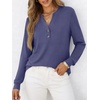 image:imageANRABESS Womens Fall Shirts Long Sleeve Henley Top Dressy Casual BlouseBlue Gray