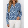 image:imageANRABESS Womens Fall Shirts Long Sleeve Henley Top Dressy Casual BlouseBlue White Floral