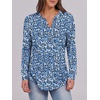 image:imageANRABESS Womens Fall Shirts Long Sleeve Henley Top Dressy Casual BlouseBlue White Floral