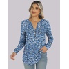 image:imageANRABESS Womens Fall Shirts Long Sleeve Henley Top Dressy Casual BlouseBlue White Floral