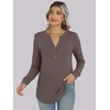image:imageANRABESS Womens Fall Shirts Long Sleeve Henley Top Dressy Casual BlouseBrown