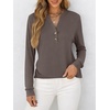 image:imageANRABESS Womens Fall Shirts Long Sleeve Henley Top Dressy Casual BlouseBrown