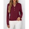 image:imageANRABESS Womens Fall Shirts Long Sleeve Henley Top Dressy Casual BlouseBurgundy