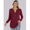 image:imageANRABESS Womens Fall Shirts Long Sleeve Henley Top Dressy Casual BlouseBurgundy
