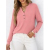 image:imageANRABESS Womens Fall Shirts Long Sleeve Henley Top Dressy Casual BlouseCoral Pink
