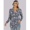 image:imageANRABESS Womens Fall Shirts Long Sleeve Henley Top Dressy Casual BlouseGrey White Floral