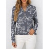 image:imageANRABESS Womens Fall Shirts Long Sleeve Henley Top Dressy Casual BlouseGrey White Floral